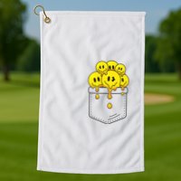 Funny Trippy Pocket Full Of Smiles Golf Towel