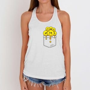 Funny Trippy Pocket Full Of Smiles Women's Knotted Racerback Tank