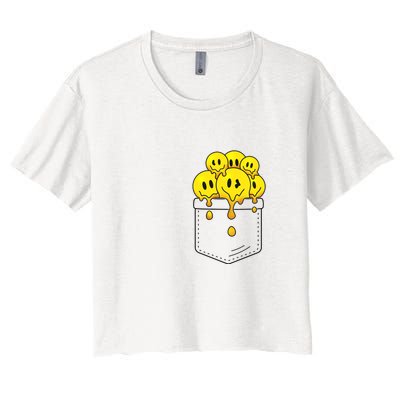 Funny Trippy Pocket Full Of Smiles Crop Top