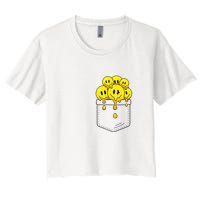 Funny Trippy Pocket Full Of Smiles Crop Top