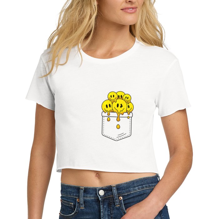 Funny Trippy Pocket Full Of Smiles Crop Top