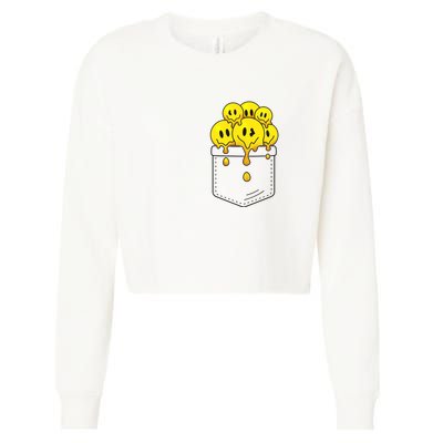 Funny Trippy Pocket Full Of Smiles Cropped Pullover Crew
