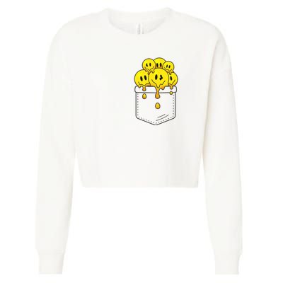 Funny Trippy Pocket Full Of Smiles Cropped Pullover Crew