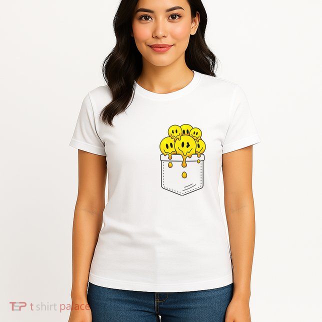 Funny Trippy Pocket Full Of Smiles Womens T-Shirt