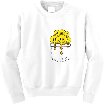 Funny Trippy Pocket Full Of Smiles Kids Sweatshirt