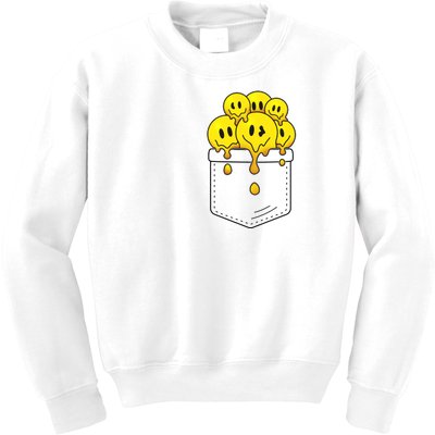 Funny Trippy Pocket Full Of Smiles Kids Sweatshirt