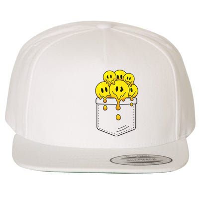 Funny Trippy Pocket Full Of Smiles Wool Snapback Cap