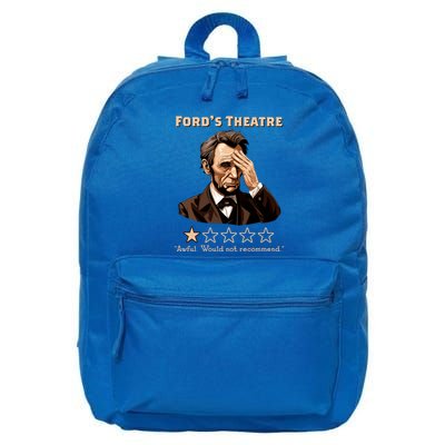 Fords Theater Presidential History Abe Lincoln Funny 16 in Basic Backpack