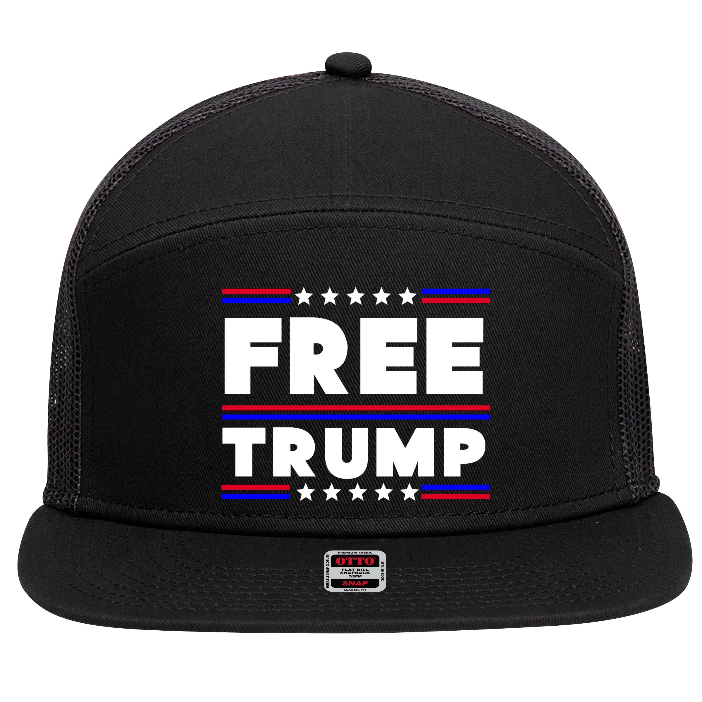 Free Trump Pro Donald Trump Election 7 Panel Mesh Trucker Snapback Hat