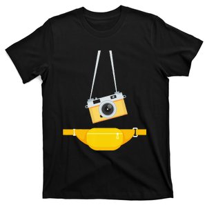 Fake Tourist Photographer Strap Hanging Camera & Bum Bag T-Shirt