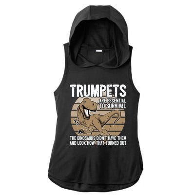 Funny Trumpet Player Saying Dinosaur Trumpets Are Essential Ladies PosiCharge Tri-Blend Wicking Draft Hoodie Tank