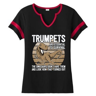 Funny Trumpet Player Saying Dinosaur Trumpets Are Essential Ladies Halftime Notch Neck Tee