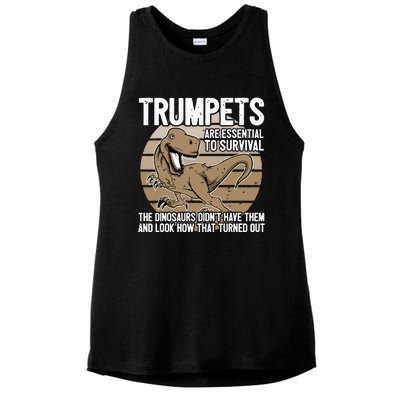 Funny Trumpet Player Saying Dinosaur Trumpets Are Essential Ladies PosiCharge Tri-Blend Wicking Tank