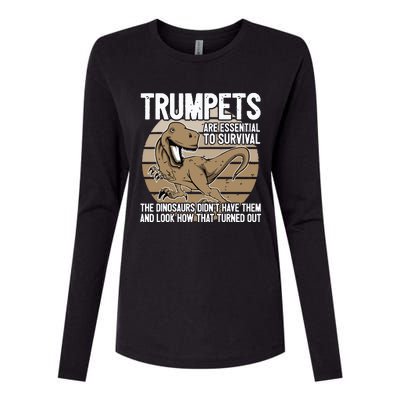 Funny Trumpet Player Saying Dinosaur Trumpets Are Essential Womens Cotton Relaxed Long Sleeve T-Shirt