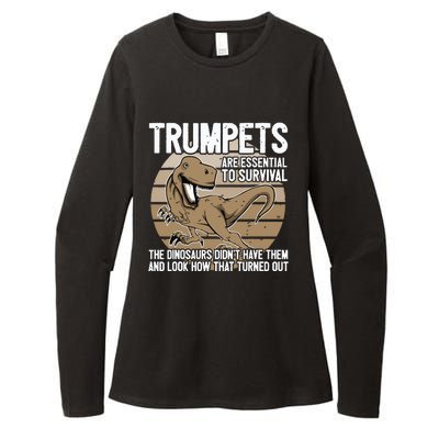 Funny Trumpet Player Saying Dinosaur Trumpets Are Essential Womens CVC Long Sleeve Shirt