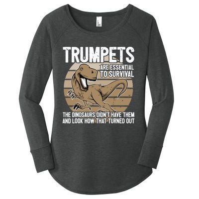 Funny Trumpet Player Saying Dinosaur Trumpets Are Essential Women's Perfect Tri Tunic Long Sleeve Shirt