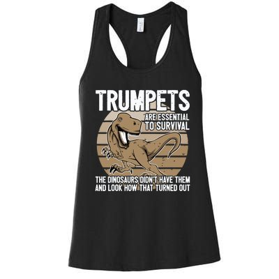 Funny Trumpet Player Saying Dinosaur Trumpets Are Essential Women's Racerback Tank