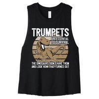 Funny Trumpet Player Saying Dinosaur Trumpets Are Essential Women's Racerback Cropped Tank