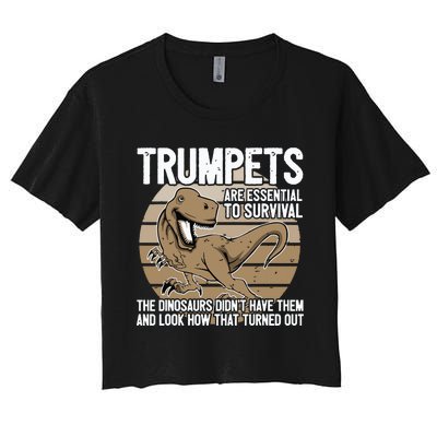 Funny Trumpet Player Saying Dinosaur Trumpets Are Essential Women's Crop Top Tee