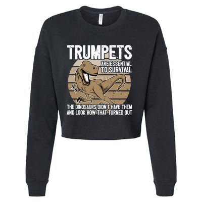 Funny Trumpet Player Saying Dinosaur Trumpets Are Essential Cropped Pullover Crew