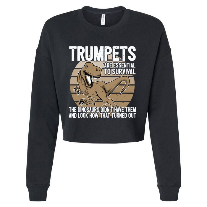 Funny Trumpet Player Saying Dinosaur Trumpets Are Essential Cropped Pullover Crew