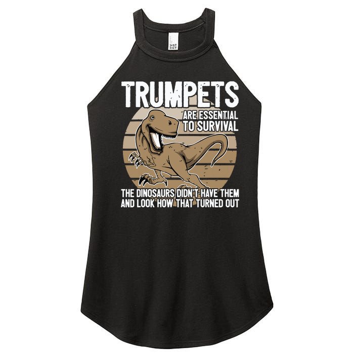 Funny Trumpet Player Saying Dinosaur Trumpets Are Essential Women's Perfect Tri Rocker Tank