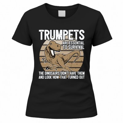 Funny Trumpet Player Saying Dinosaur Trumpets Are Essential Women's T-Shirt