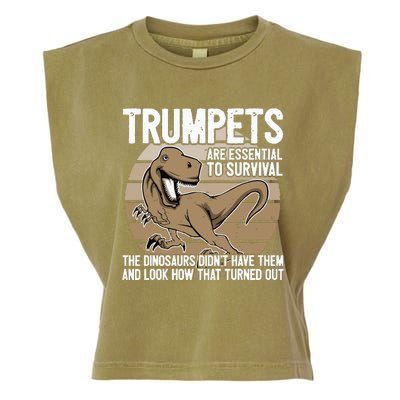 Funny Trumpet Player Saying Dinosaur Trumpets Are Essential Garment-Dyed Women's Muscle Tee