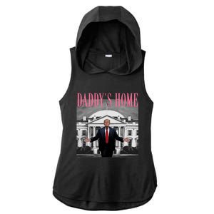 Funny Trump Pink Daddys Home  Trump 2024 Ladies PosiCharge Tri-Blend Wicking Draft Hoodie Tank