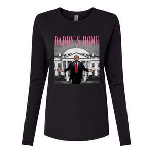 Funny Trump Pink Daddys Home  Trump 2024 Womens Cotton Relaxed Long Sleeve T-Shirt