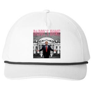 Funny Trump Pink Daddys Home  Trump 2024 Snapback Five-Panel Rope Hat