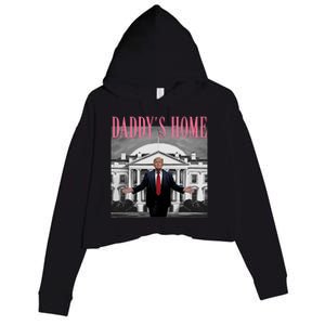 Funny Trump Pink Daddys Home  Trump 2024 Crop Fleece Hoodie