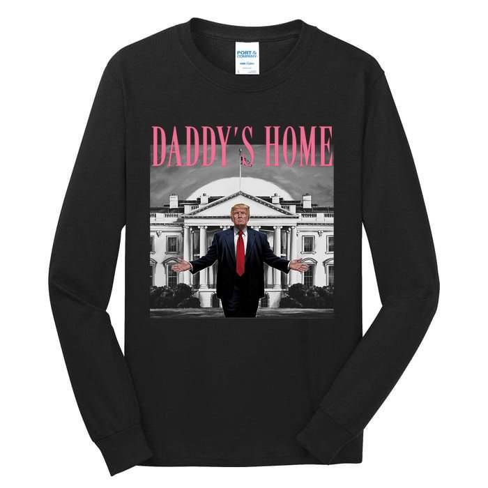 Funny Trump Pink Daddys Home  Trump 2024 Tall Long Sleeve T-Shirt