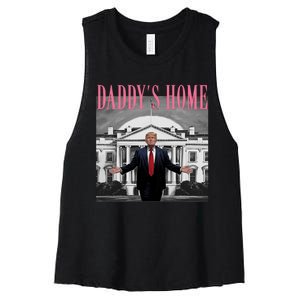 Funny Trump Pink Daddys Home  Trump 2024 Women's Racerback Cropped Tank