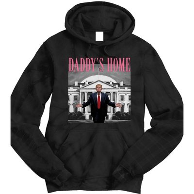 Funny Trump Pink Daddys Home  Trump 2024 Tie Dye Hoodie