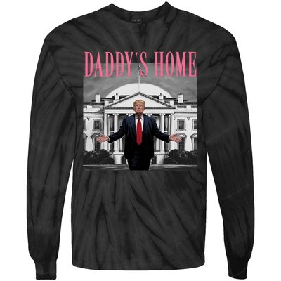 Funny Trump Pink Daddys Home  Trump 2024 Tie-Dye Long Sleeve Shirt