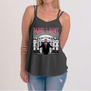 Funny Trump Pink Daddys Home  Trump 2024 Women's Strappy Tank