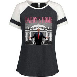 Funny Trump Pink Daddys Home  Trump 2024 Enza Ladies Jersey Colorblock Tee