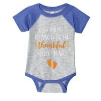 Funny Thanksgiving Pregnancy Announcement Fall Baby Reveal Infant Baby Jersey Bodysuit