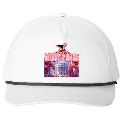 Funny Trump Pink Daddys Home  Trump 2024 Snapback Five-Panel Rope Hat