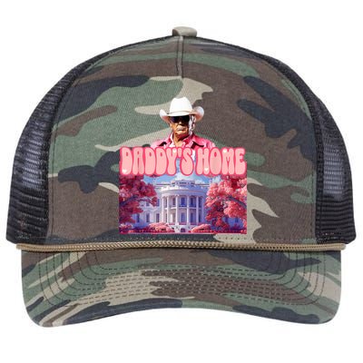 Funny Trump Pink Daddys Home  Trump 2024 Retro Rope Trucker Hat Cap