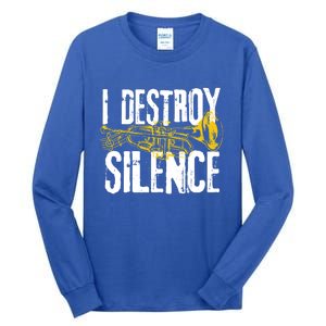 Funny Trumpet Player Marching Band Silence Destroyer Gift Tall Long Sleeve T-Shirt