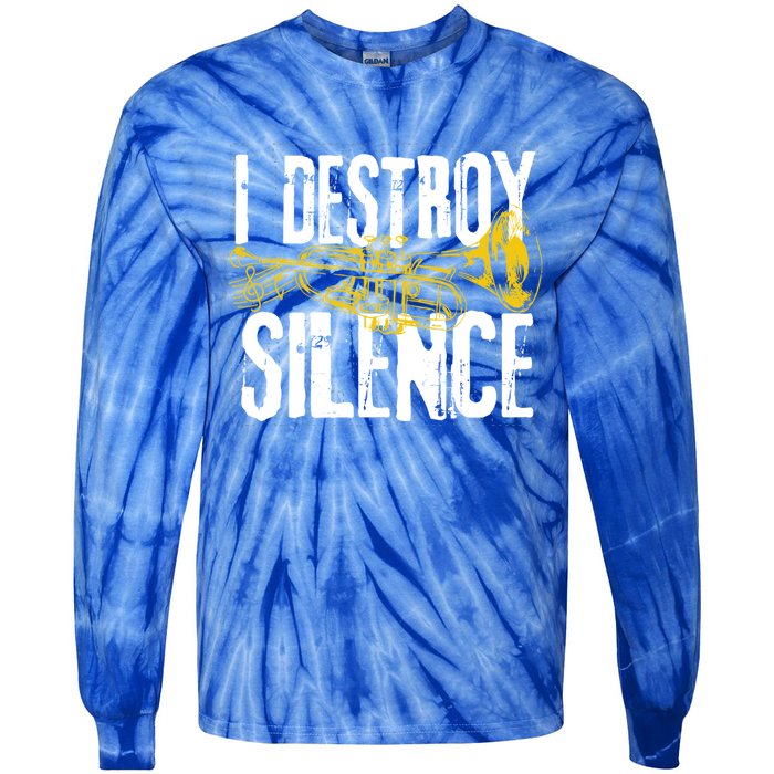 Funny Trumpet Player Marching Band Silence Destroyer Gift Tie-Dye Long Sleeve Shirt