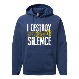 Funny Trumpet Player Marching Band Silence Destroyer Gift Performance Fleece Hoodie