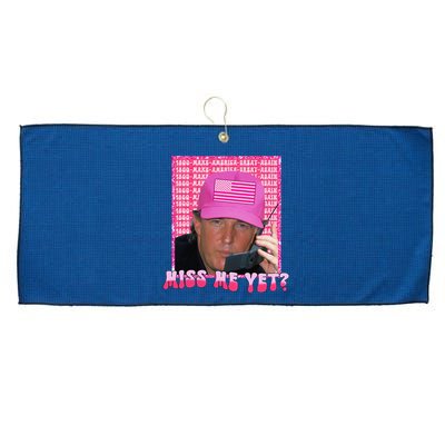 Funny Trump Pink Miss Me Yet Trump 2024 President 2024 Large Microfiber Waffle Golf Towel