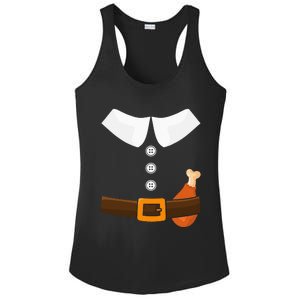 Funny Thanksgiving Pilgrim Costume With Turkey Leg Ladies PosiCharge Competitor Racerback Tank