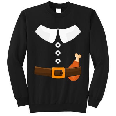 Funny Thanksgiving Pilgrim Costume With Turkey Leg Tall Sweatshirt