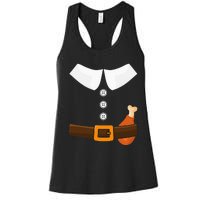 Funny Thanksgiving Pilgrim Costume With Turkey Leg Women's Racerback Tank