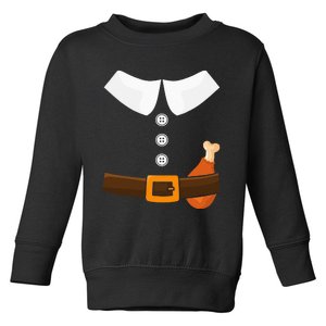 Funny Thanksgiving Pilgrim Costume With Turkey Leg Toddler Sweatshirt