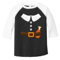 Funny Thanksgiving Pilgrim Costume With Turkey Leg Toddler Fine Jersey T-Shirt